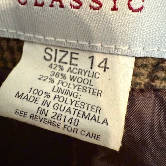 Vintage Jaclyn Smith Plaid Blazer |Size 14| Brien Wool Blend with Collar. - Picture 3 of 9